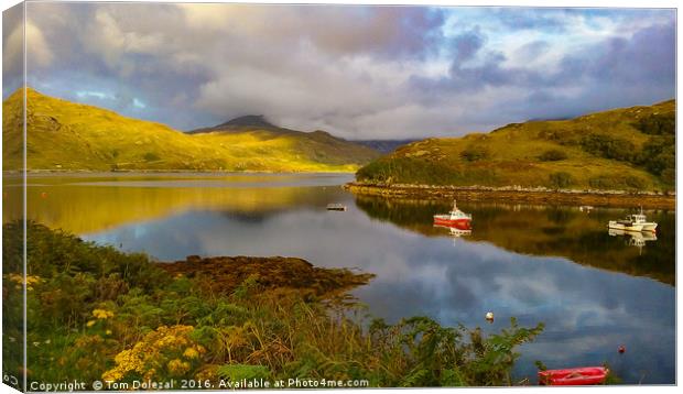 Fishing boats at Kylesku Canvas Print by Tom Dolezal