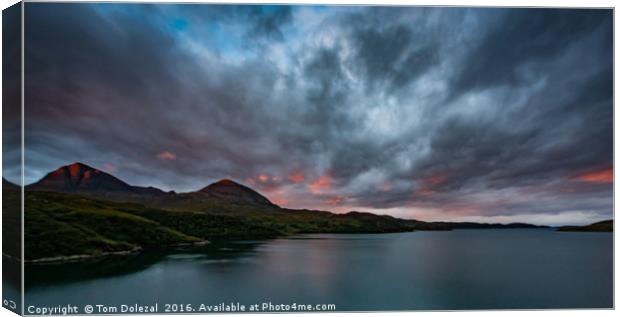 Fiery Quinag dawn Canvas Print by Tom Dolezal