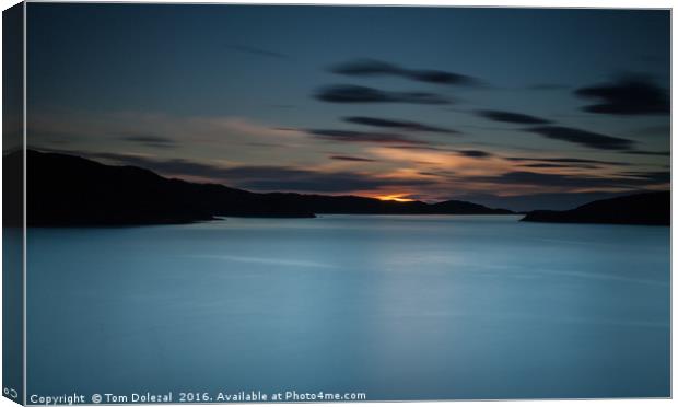 Long exposure  of a Loch Cairnbawn sunset. Canvas Print by Tom Dolezal