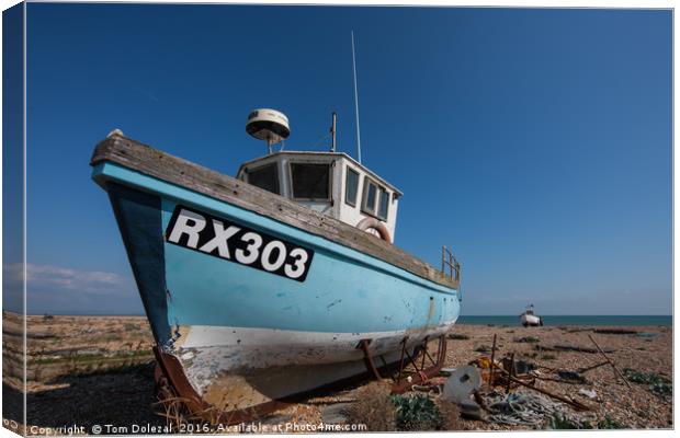 Dungeness fishing boat Canvas Print by Tom Dolezal