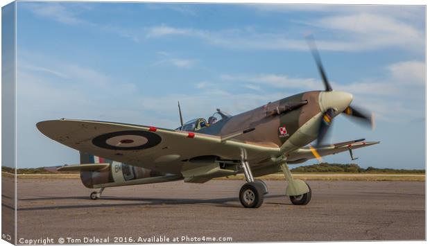 Taxiing Spitfire Canvas Print by Tom Dolezal