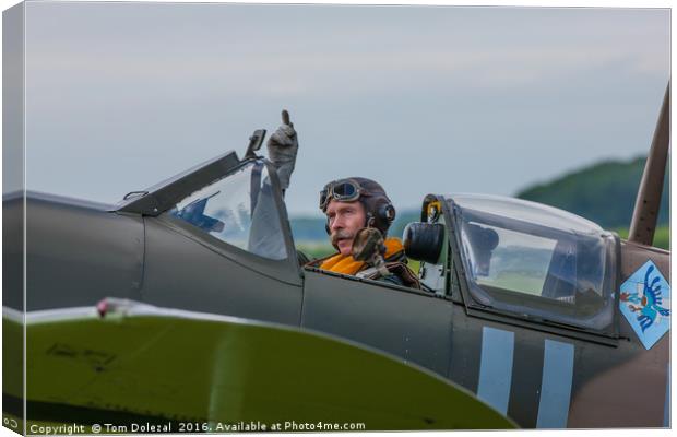 Spitfire start-up call by Charlie Brown Canvas Print by Tom Dolezal