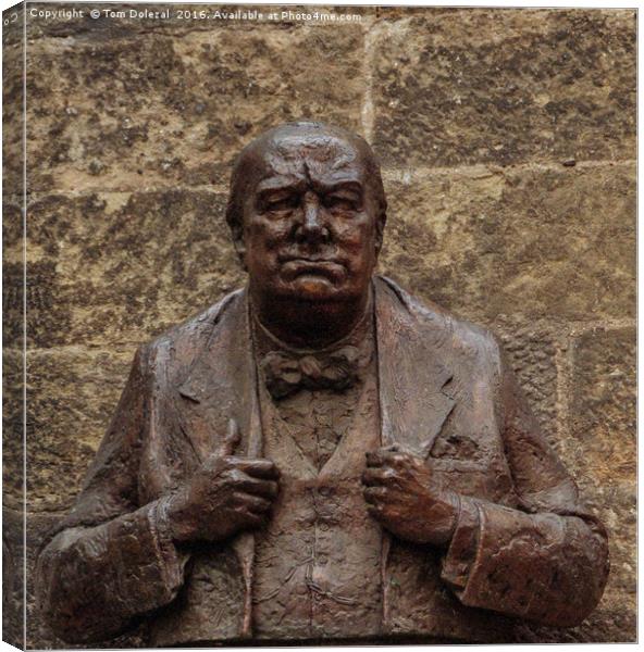 Churchill bust in Prague Canvas Print by Tom Dolezal