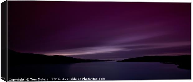 Highland sunset at Loch Cairnbawn. Canvas Print by Tom Dolezal