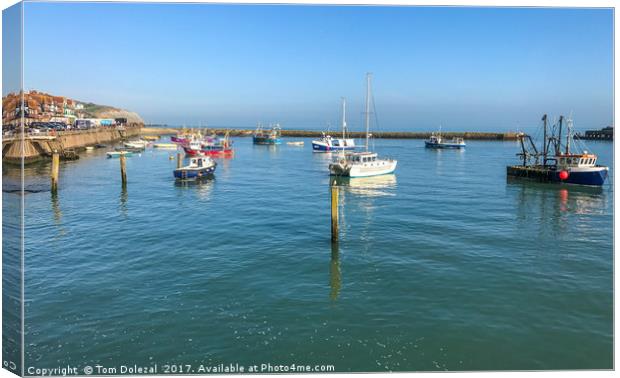 Folkestone harbour scene Canvas Print by Tom Dolezal