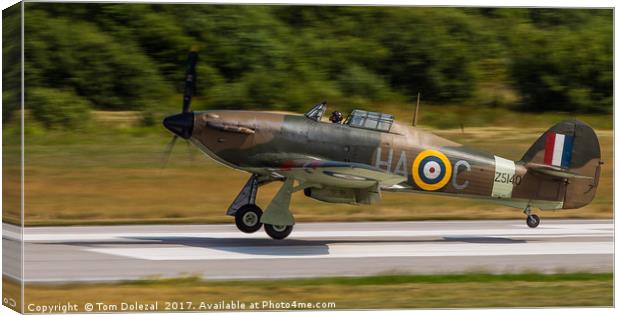 Landing Hawker Hurricane Canvas Print by Tom Dolezal