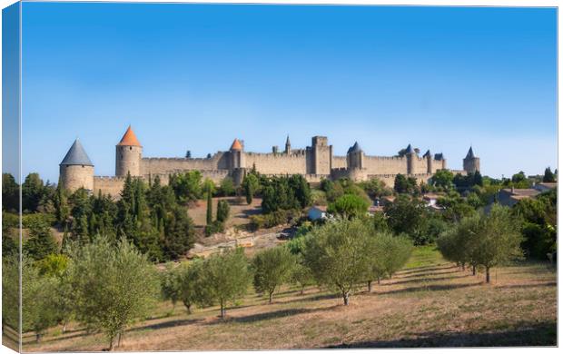 Carcassonne, France, La Cite is the medieval citad Canvas Print by Jeanette Teare