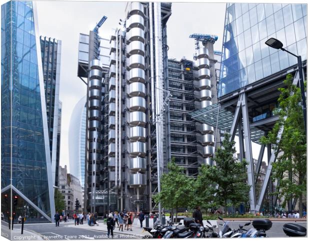 City of London, Lloyds building Canvas Print by Jeanette Teare