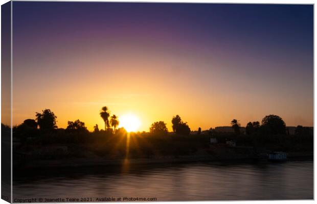 Sunset on River Nile Canvas Print by Jeanette Teare