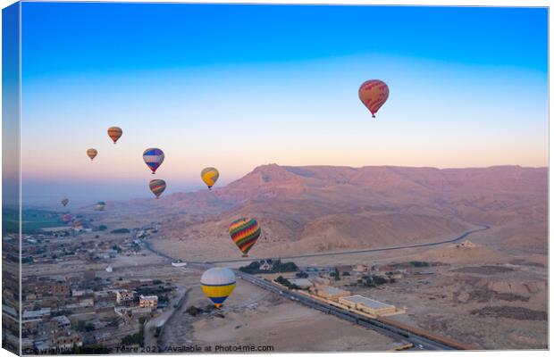 Hot air balloons at the Valley of the Kings, Egypt Canvas Print by Jeanette Teare