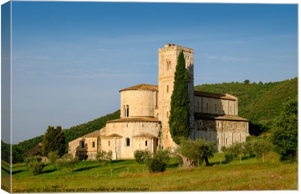 Sant Antimo monastery, Tuscany Canvas Print by Jeanette Teare