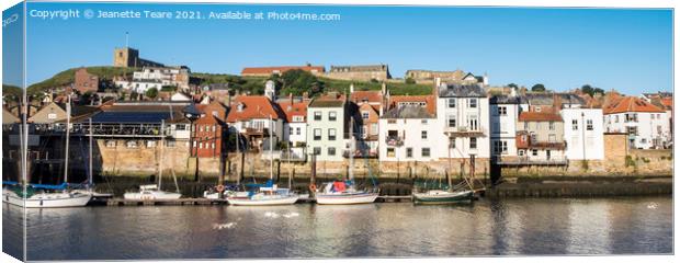 Whitby harbour cottages Canvas Print by Jeanette Teare