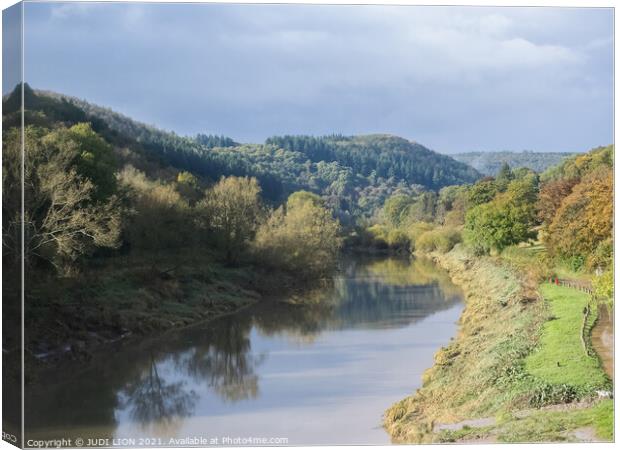 River Wye at Brockweir Canvas Print by JUDI LION