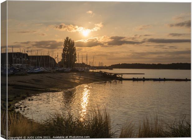 Sun going down over Chichester Harbour Canvas Print by JUDI LION