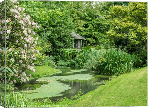 Peaceful stream and summer house Canvas Print by JUDI LION