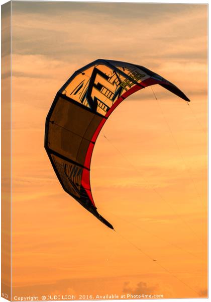 Kite surfing in the sunset Canvas Print by JUDI LION