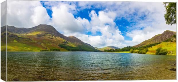 Panorama of Buttermere in Lake District Canvas Print by Steve Heap