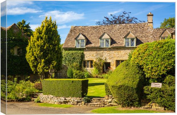 Old cotswold stone house in Icomb Canvas Print by Steve Heap
