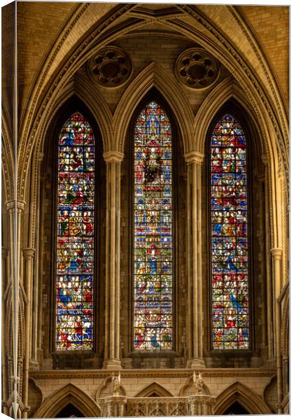 Stained glass window in Truro cathedral in Cornwall Canvas Print by Steve Heap