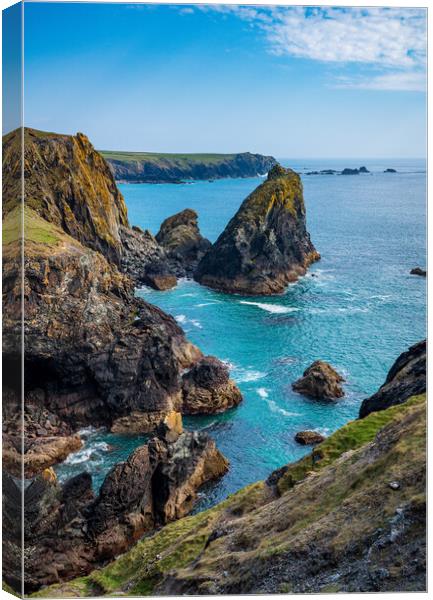View towards the Lizard from Kynance Cove in Cornwall Canvas Print by Steve Heap