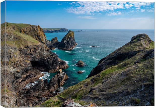 View towards the Lizard from Kynance Cove in Cornwall Canvas Print by Steve Heap