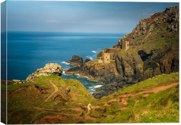 Long duration image of the ruins at Botallack tin mine Canvas Print by Steve Heap