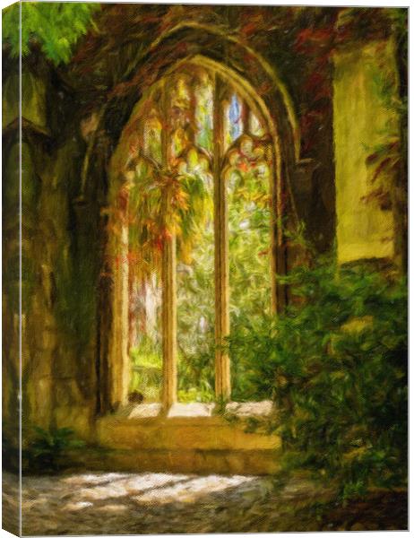 Digital oil painting of the windows of St Dunstan  Canvas Print by Steve Heap