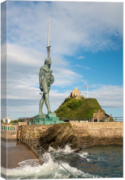 Damien Hirst statue Verity in Ilfracombe Canvas Print by Steve Heap