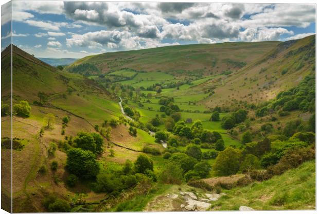 View down valley from top of Pistyll Rhaeadr Canvas Print by Steve Heap
