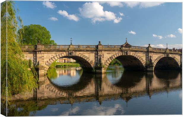 View over the River Severn of English Bridge in Sh Canvas Print by Steve Heap