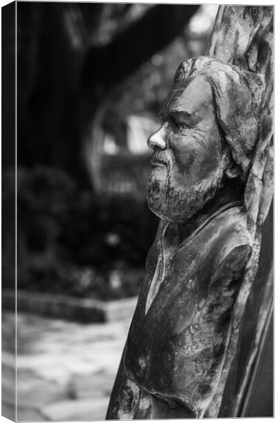 Statue of bust of Gerald Durrell in Corfu Canvas Print by Steve Heap