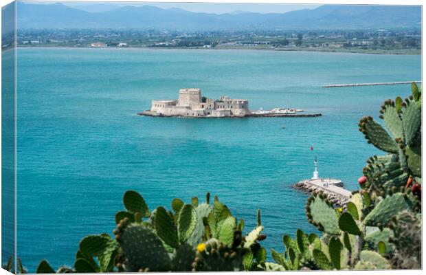 Bourtzi water castle in the harbour of Nafplio Canvas Print by Steve Heap