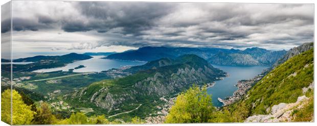 View of Bay of Kotor from Serpentine road Canvas Print by Steve Heap