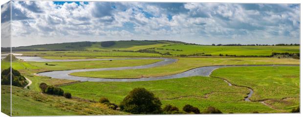 Meandering Cuckmere River at Seven Sisters Country Park Canvas Print by Steve Heap