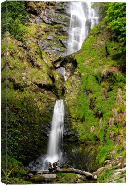 High waterfall of Pistyll Rhaeadr in Wales Canvas Print by Steve Heap