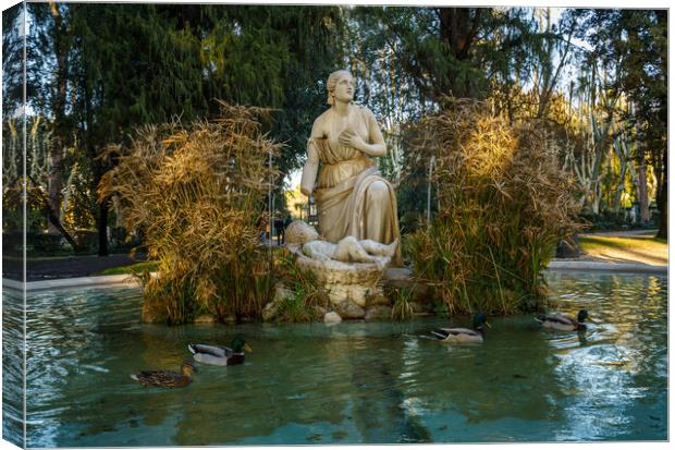 Fountain of Moses in Borghese Gardens Canvas Print by Steve Heap