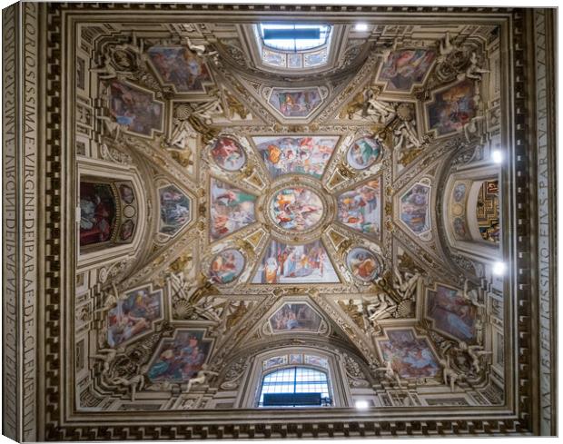 Side Chapel of the Basilica of St Mary in Trastevere Canvas Print by Steve Heap