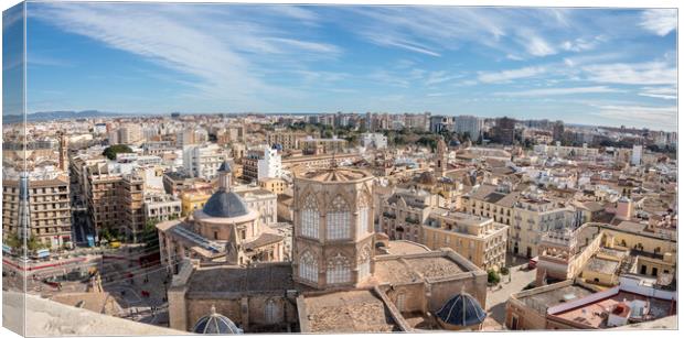 Overview of city from cathedral tower in Valencia Canvas Print by Steve Heap