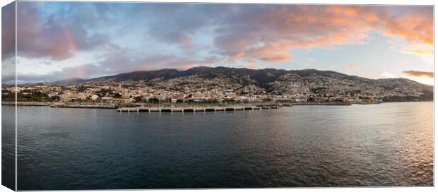 Panorama of Funchal in Madiera at dawn Canvas Print by Steve Heap