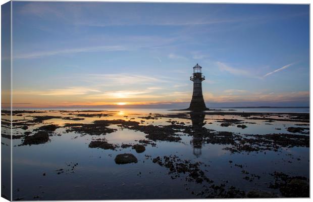 Lighthouse with blue sunset Canvas Print by Jackie Davies