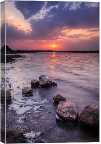 Sunset at the Lake Canvas Print by Indranil Bhattacharjee