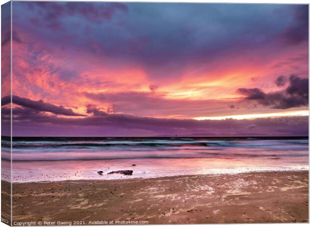 Irvine beach winter sunset - Scotland.  Canvas Print by Peter Gaeng