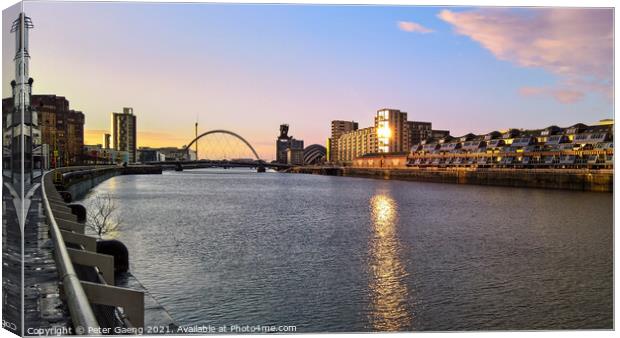 River Clyde Sun reflection - Glasgow Canvas Print by Peter Gaeng