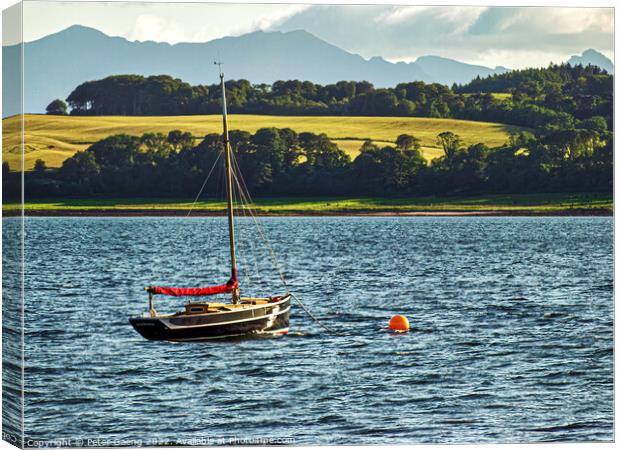 Moored Sailing Boat - Largs - Scotland Canvas Print by Peter Gaeng