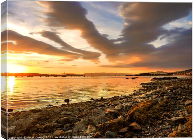 Sunset over Firth of Clyde Canvas Print by Peter Gaeng