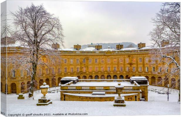 The Crescent, Buxton, in winter Canvas Print by geoff shoults