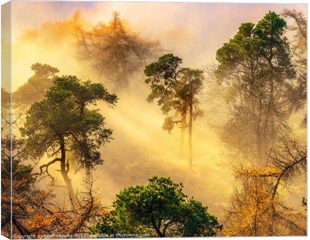 Autumn Mists in the Peak District Canvas Print by geoff shoults