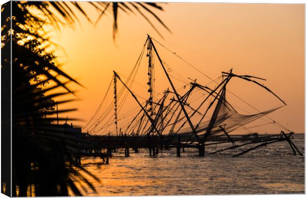 The Chinese Fishing Nets, Kochi, India Canvas Print by geoff shoults
