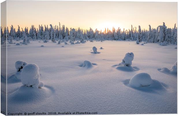 Finnished, the end of the day in Lapland Canvas Print by geoff shoults
