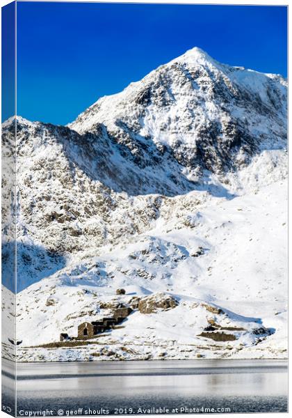 Snowdon in Winter Canvas Print by geoff shoults